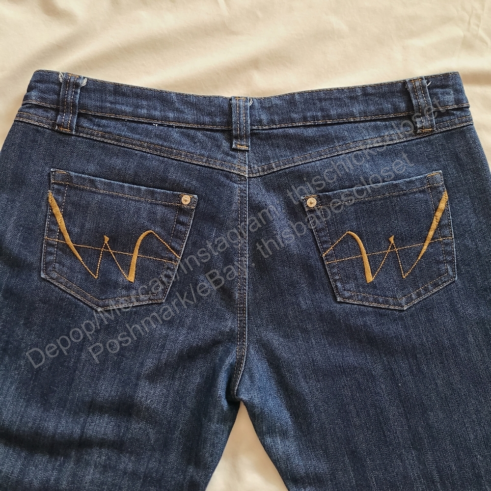 EUC Wet Seal Dark Blue Wash Straight Leg y2k Denim Jeans, Junior's 15 Short